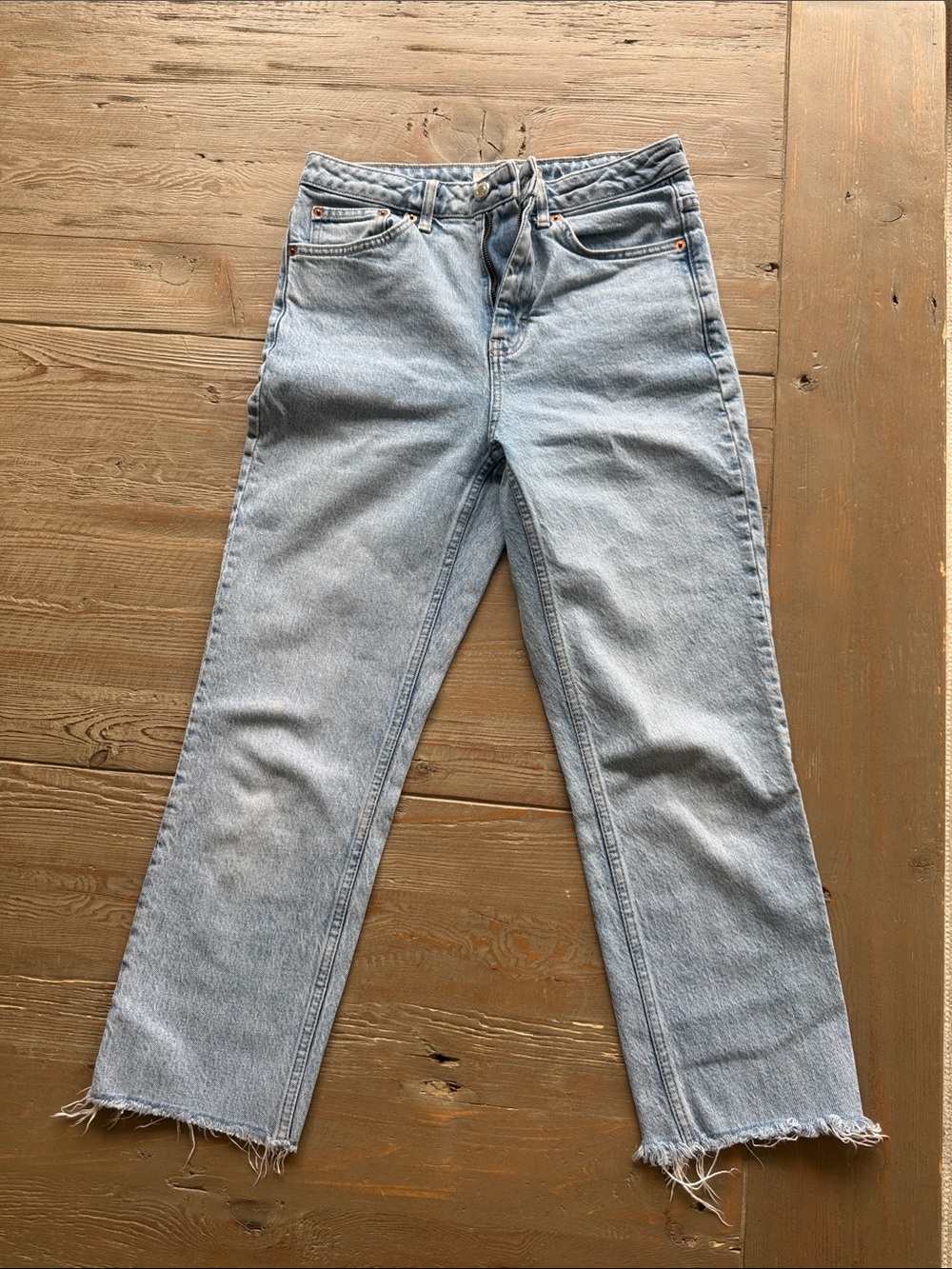 Topshop Light Blue Straight Leg Jeans